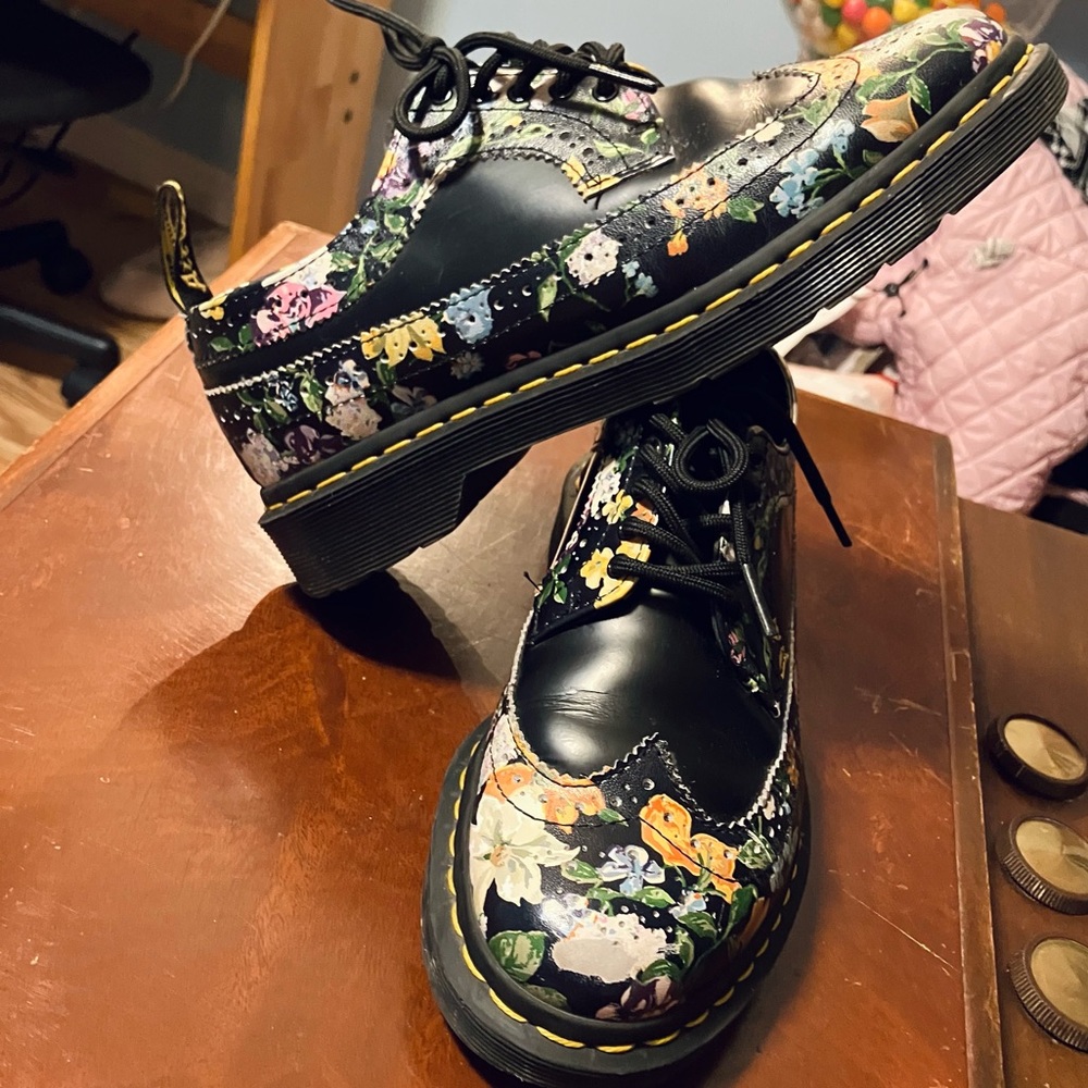 COPY - Doc Martens Floral Print Wing Tip Oxfords